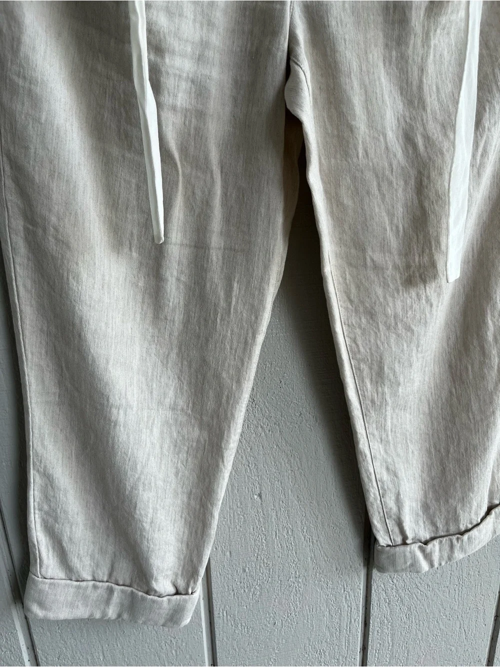 Aritzia Wilfred Linen Blend Cropped Trousers in Cream Size S